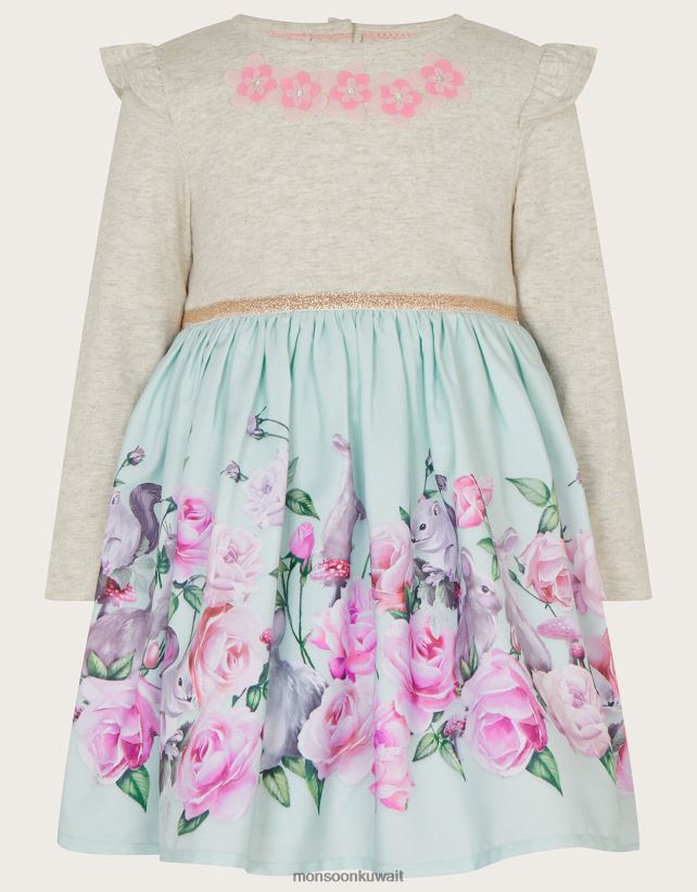 فستان بيبي وودلاند 2 في 1 ملابس الأزرق (أكوا) Monsoon بنت N4BV8X2089 - Monsoon kuwait avenues