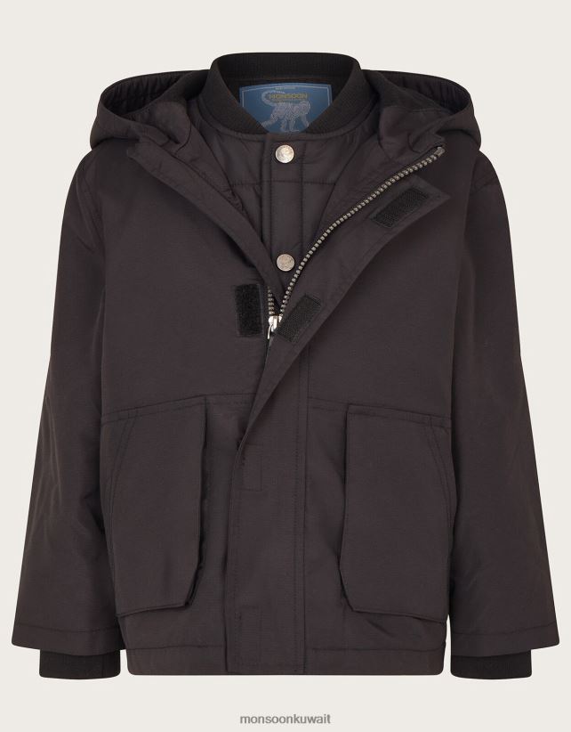 Monsoon معنى - معطف جيليه 2 في 1 ملابس أسود Monsoon ولد N4BV8X2209