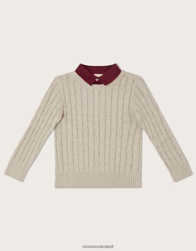 Monsoon accessorize - سترة كابل 2 في 1 وقميص من القماش القطني ملابس رمادي Monsoon ولد N4BV8X2238