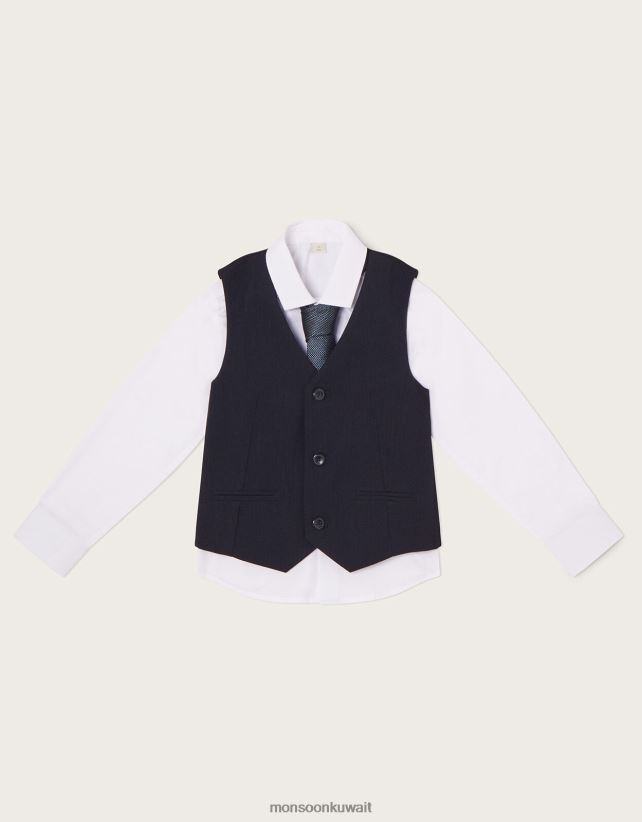 طقم صدرية وقميص من كالوم مكون من 3 قطع ملابس الأزرق الداكن) Monsoon ولد N4BV8X2265 - Monsoon kuwait avenues