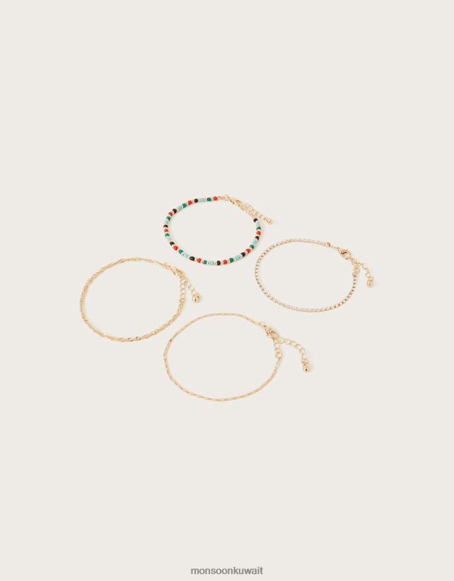 Monsoon accessorize - أساور مطرزة 4 عبوات ملحق حار Monsoon نحيف N4BV8X1332