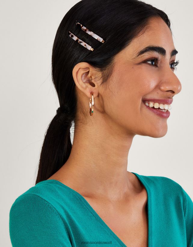 Monsoon accessorize - شرائح شعر صدفة السلحفاة، 4 عبوات ملحق موضة Monsoon نحيف N4BV8X1341