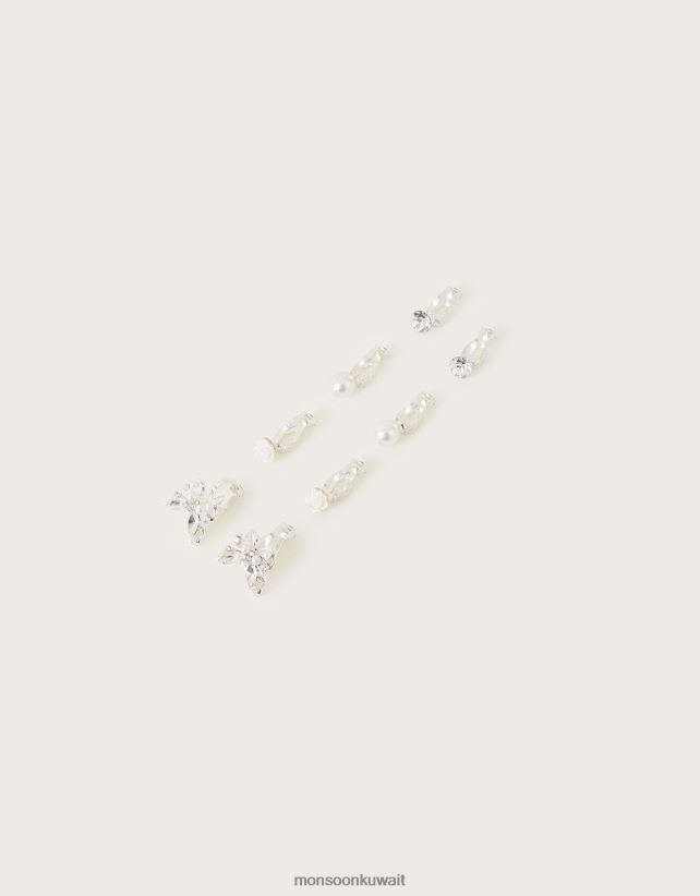 أقراط مشبكية لوصيفة العروس، 4 قطع ملحق أنيق Monsoon بنت N4BV8X2745 - Monsoon children