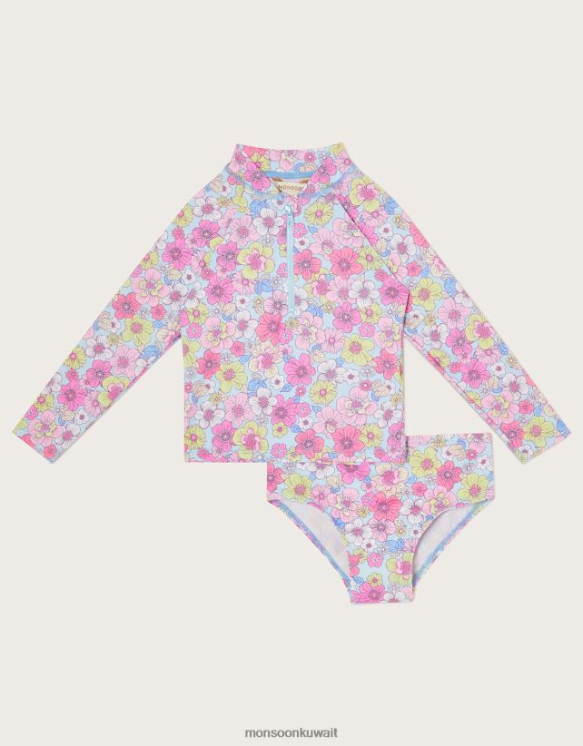 ملابس سباحة بيبي ريترو مكونة من قطعتين مع حماية من الأشعة فوق البنفسجية 50+ ملابس أزرق Monsoon أطفال N4BV8X2133 - Monsoon online customer service