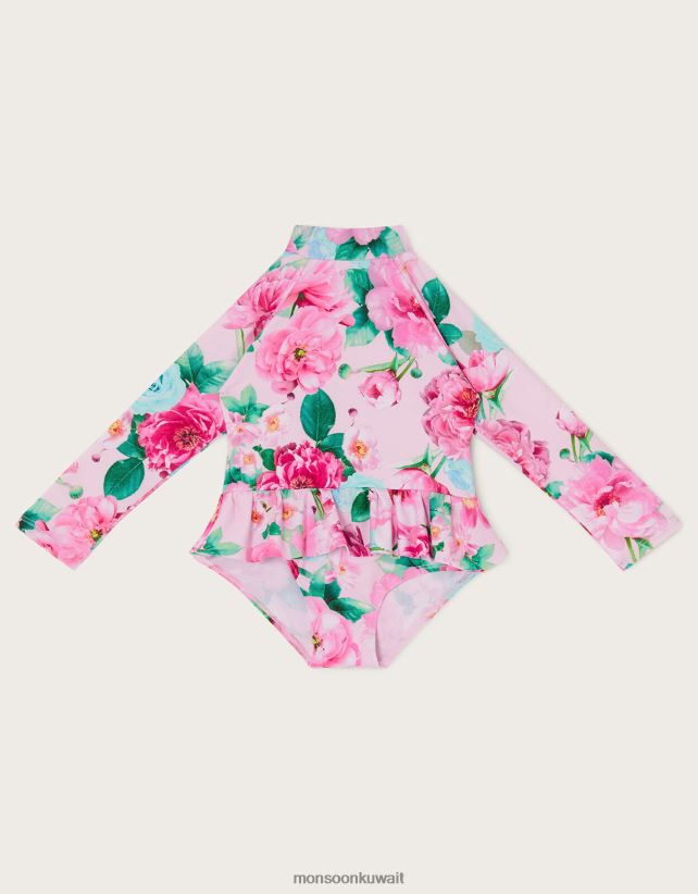 Monsoon accessorize - ملابس سباحة للأطفال بتنورة زهرية مع حماية من الأشعة فوق البنفسجية 50+ ملابس الوردي (الوردي الشاحب) Monsoon أطفال N4BV8X2151