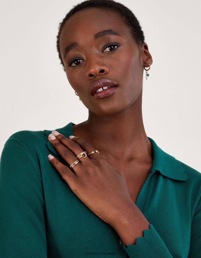 حلقات تكديس القمر المتلألئة، 6 قطع ملحق ذهب Monsoon نحيف N4BV8X1308 - Monsoon kuwait online shopping