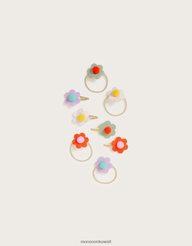 إكسسوار شعر على شكل زهرة كروشيه، 8 قطع ملحق أنيق Monsoon بنت N4BV8X2581 - Monsoon kuwait online shopping