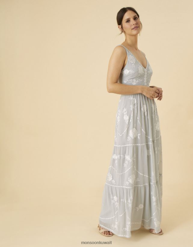 فستان ماكسي مزين من Alexis ملابس فضة Monsoon نحيف N4BV8X776 - Monsoon kuwait avenues