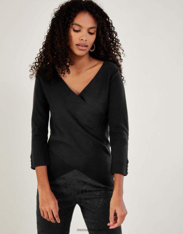 Monsoon UAE - سترة ملفوفة ذكية مع Lenzing Ecovero ملابس أسود Monsoon نحيف N4BV8X1083