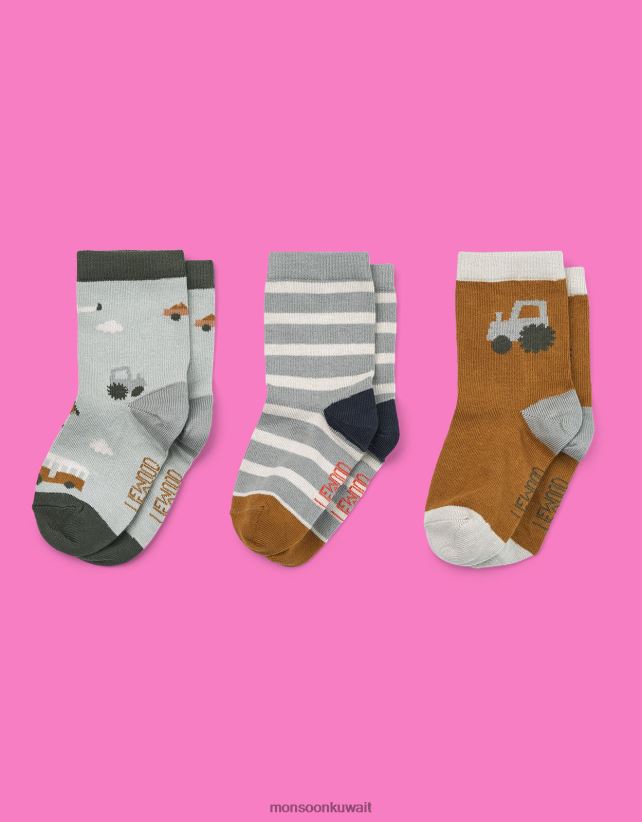 Monsoon Kuwait - مجموعة من ثلاثة جوارب بطبعة مركبة من Liewood Silas ملحق متعدد Monsoon أطفال N4BV8X2623