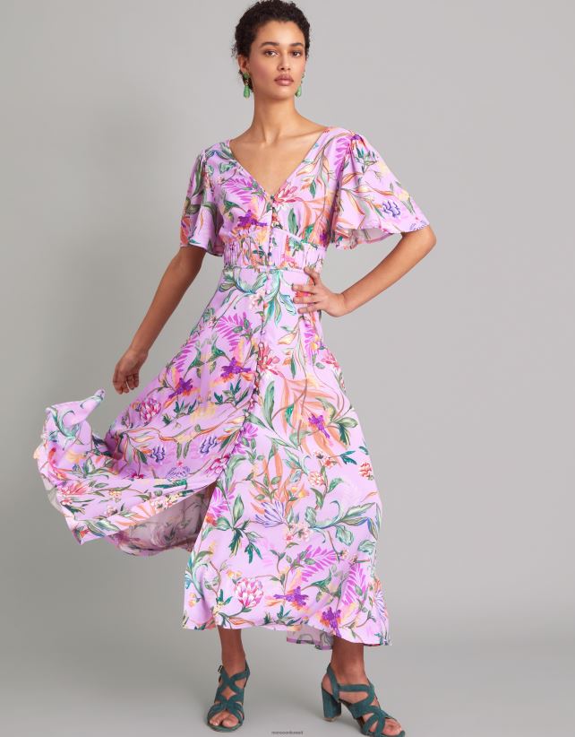 Monsoon Kuwait - فستان كاليبسو ميدي بطبعات من الفيسكوز المستدام ملابس الأرجواني (أرجواني) Monsoon نحيف N4BV8X1001