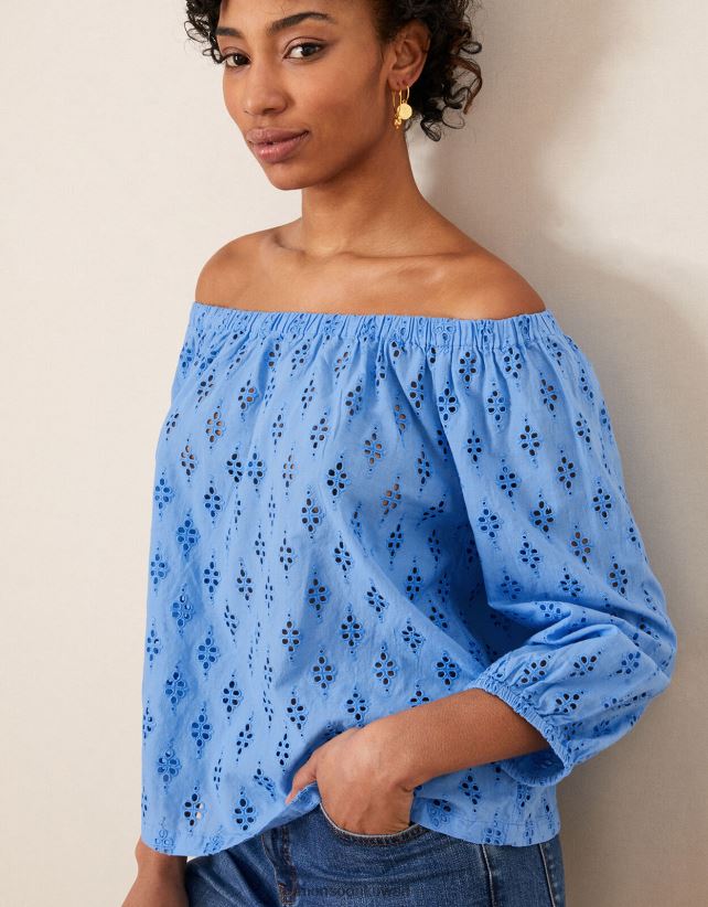 بلوزة باردو بأكمام قصيرة من شيفلي ملابس أزرق Monsoon نحيف N4BV8X1016 - Monsoon kuwait online shopping