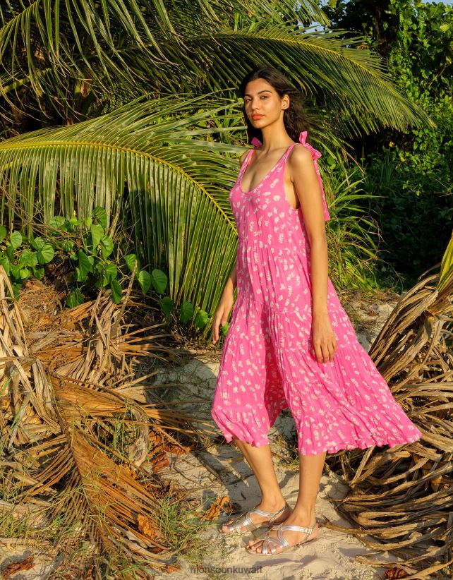 Monsoon معنى - فستان ميدي بطبقات وطبعات الباتيك ملابس لون القرنفل Monsoon نحيف N4BV8X1045