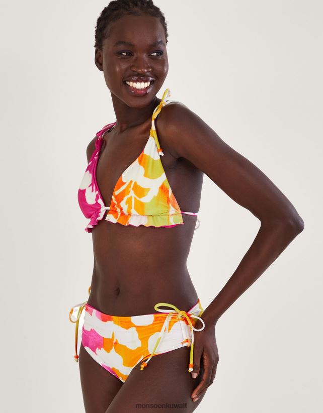 قطعة بيكيني سفلية مكشكشة بطباعة تجريدية مع بوليستر معاد تدويره ملابس لون القرنفل Monsoon نحيف N4BV8X1053 - Monsoon children