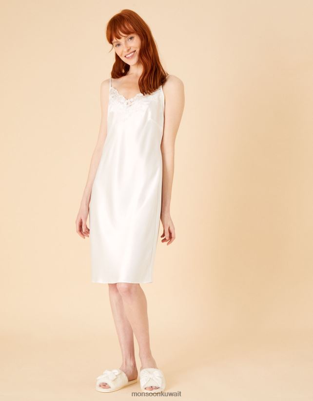 Monsoon UAE - فستان سهرة من الدانتيل والساتان ملابس عاج Monsoon نحيف N4BV8X1059