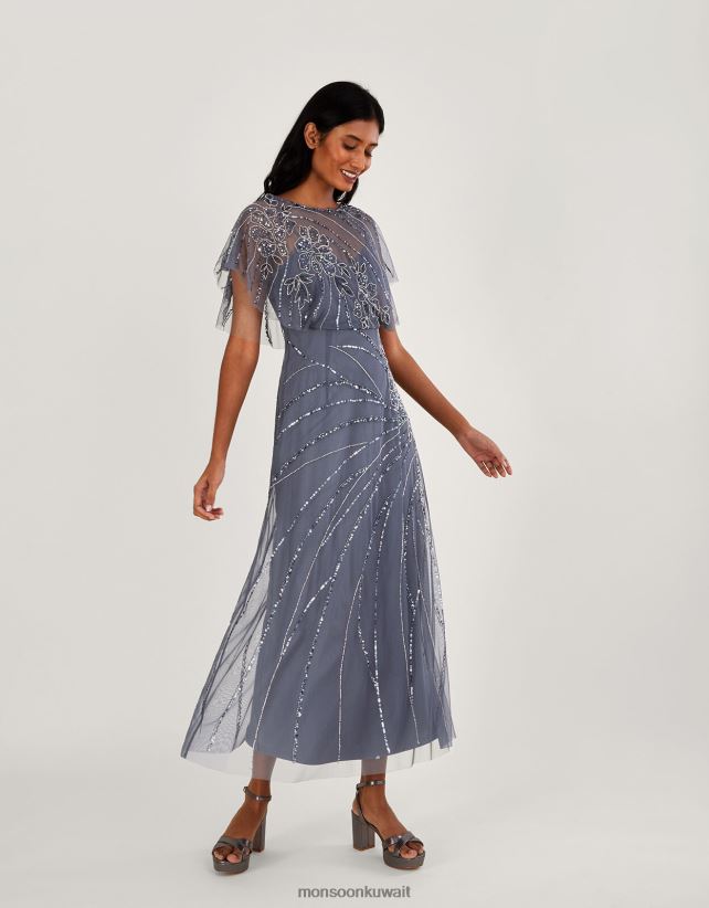 Monsoon معنى - فستان طويل مطرز من سيينا ملابس الأزرق (الأزرق الداكن) Monsoon نحيف N4BV8X1061