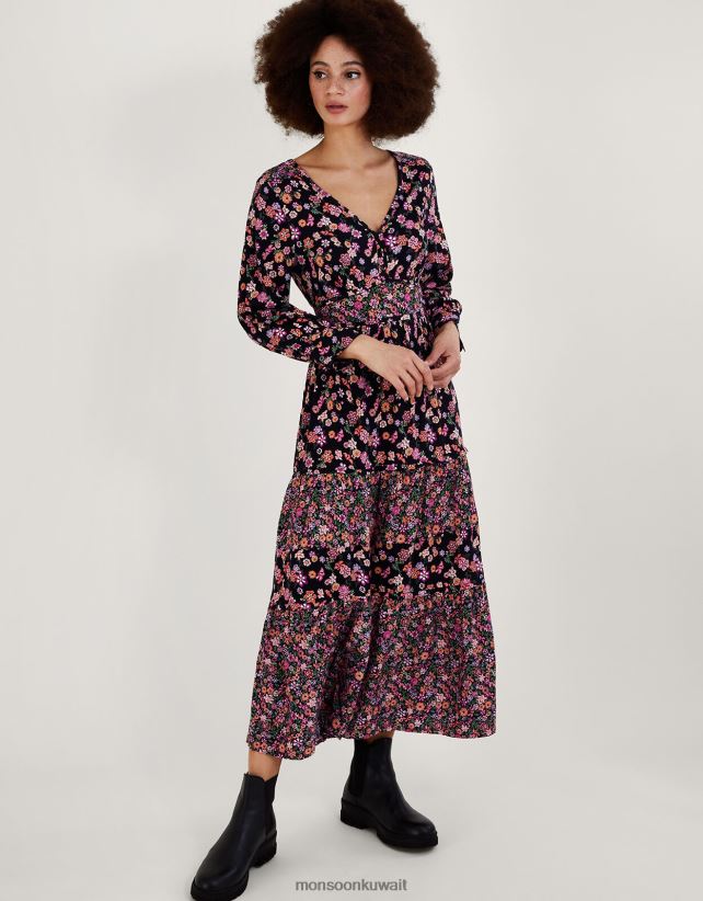 Monsoon UAE - فستان بطبقات بطبعات زهور من لينزينج إيكوفيرو ملابس البرتقالي Monsoon نحيف N4BV8X1079