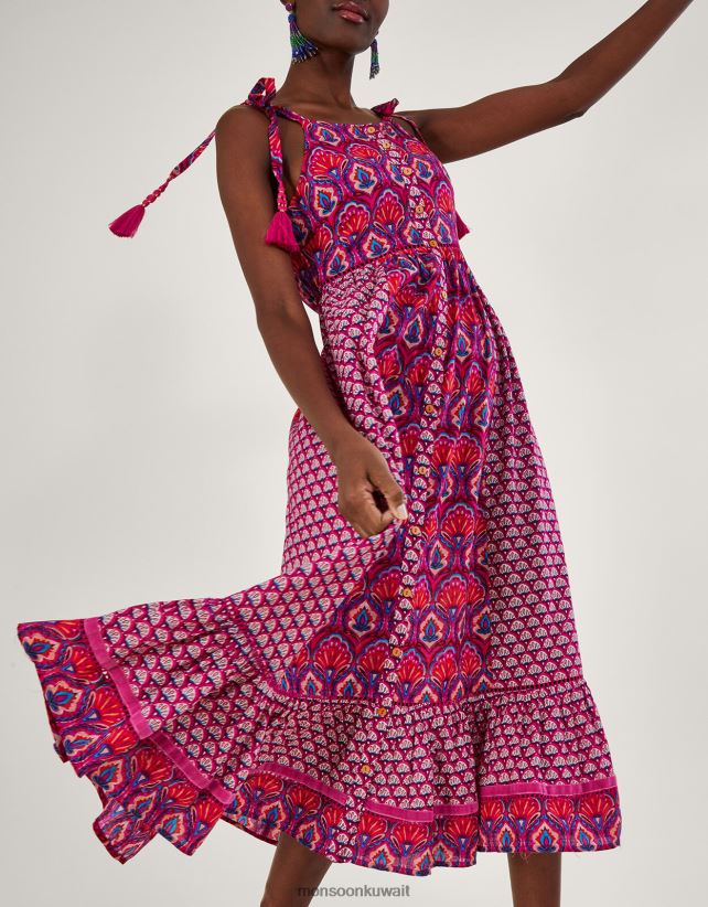 فستان بطبعة مروحة أوكتافيا ملابس لون القرنفل Monsoon نحيف N4BV8X109 - Monsoon online customer service