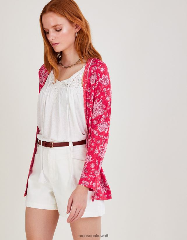 غطاء مطبوع بمقياس زهور الكتان ملابس البرتقالي Monsoon نحيف N4BV8X1109 - Monsoon children