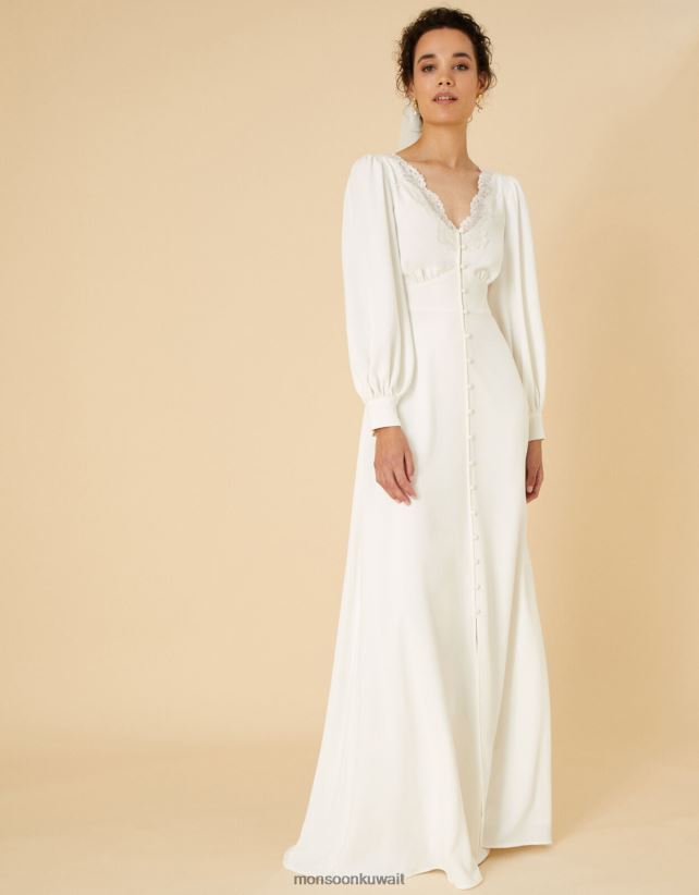 Monsoon محل - فستان زفاف من الدانتيل بأكمام طويلة من سيسيليا ملابس عاج Monsoon نحيف N4BV8X1119