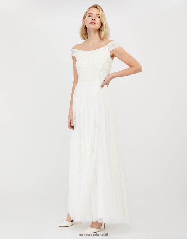 فستان زفاف باردو مزين من إميلين ملابس عاج Monsoon نحيف N4BV8X1130 - Monsoon kuwait avenues