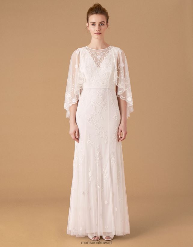 Monsoon UAE - فستان الزفاف ذو الرأس الزهري من زوي ملابس عاج Monsoon نحيف N4BV8X1150