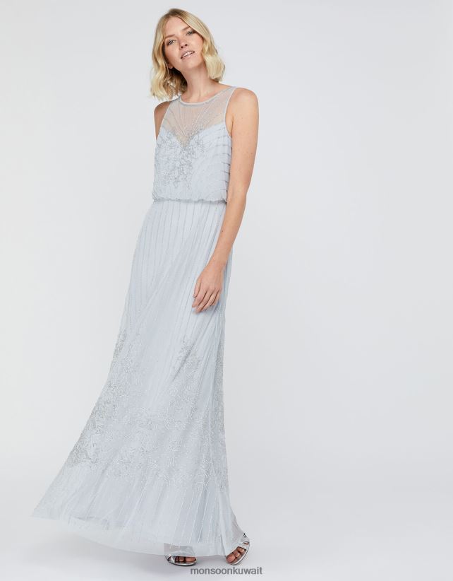 Monsoon accessorize - فستان بيلا ماكسي مزين ملابس أزرق Monsoon نحيف N4BV8X1152