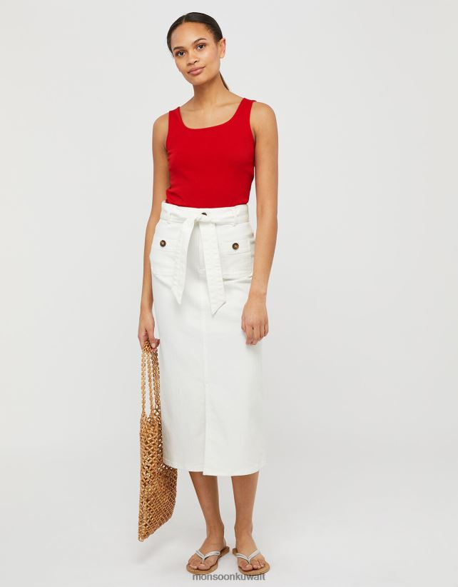 Monsoon محل - سترة جيرسي برقبة مربعة ملابس أحمر Monsoon نحيف N4BV8X1172