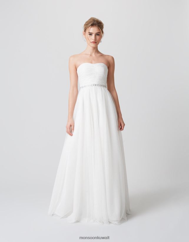 Monsoon معنى - فستان زفاف كلارا مزين ملابس عاج Monsoon نحيف N4BV8X1180