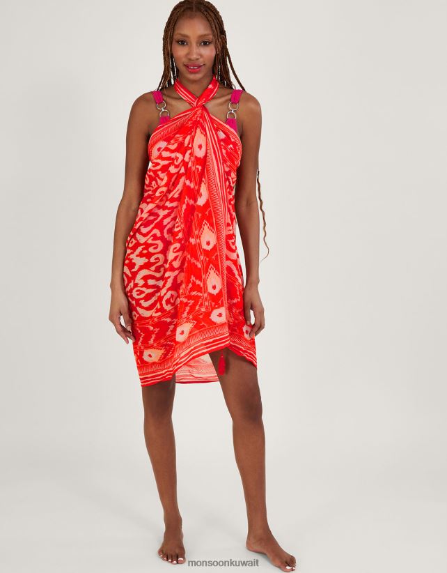ردائه طباعة إيكات ملابس البرتقالي Monsoon نحيف N4BV8X1185 - Monsoon kuwait online shopping