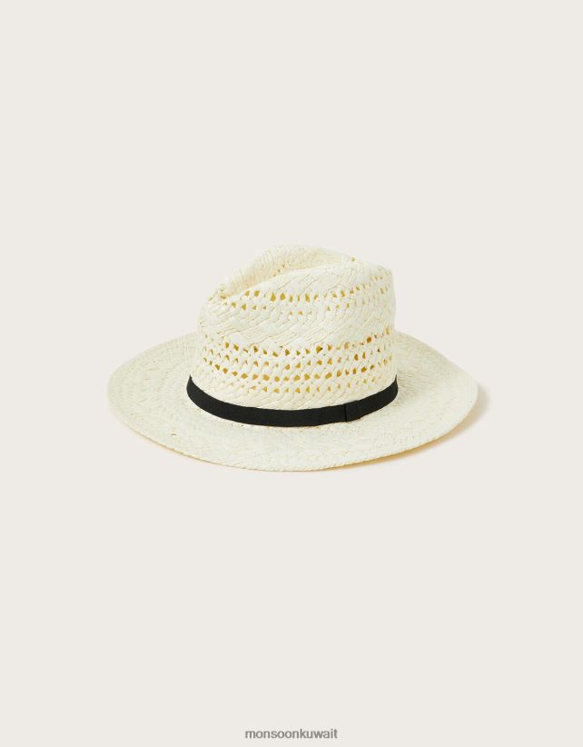 قبعة فيدورا مزخرفة بشريط ملحق موضة Monsoon نحيف N4BV8X1193 - Monsoon kuwait online shopping