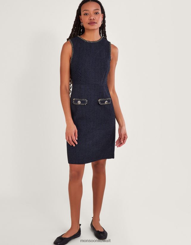 Monsoon محل - فستان تيلي تويد ملابس أسود Monsoon نحيف N4BV8X120