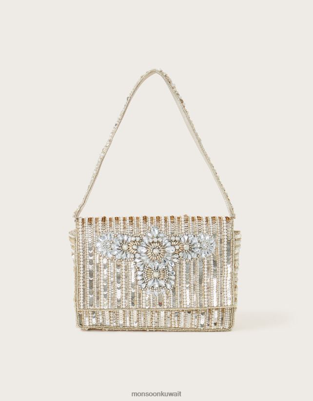 Monsoon accessorize - حقيبة كتف مزينة بالكريستال ملحق موضة Monsoon نحيف N4BV8X1235