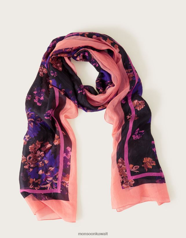 Monsoon Kuwait - كيرا وشاح الحرير الحدود ملحق حار Monsoon نحيف N4BV8X1246