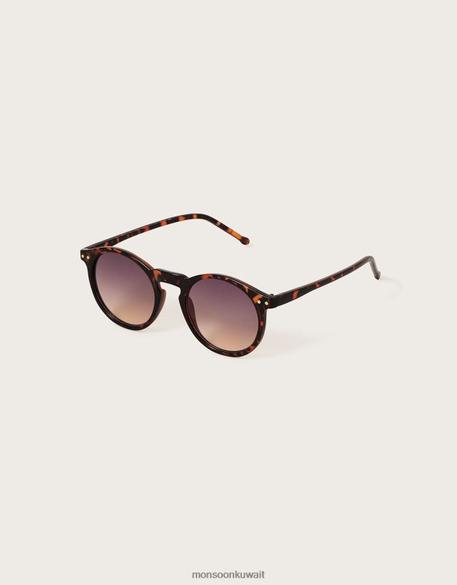 Monsoon محل - النظارات الشمسية المستديرة صدف السلحفاة ملحق حار Monsoon نحيف N4BV8X1279