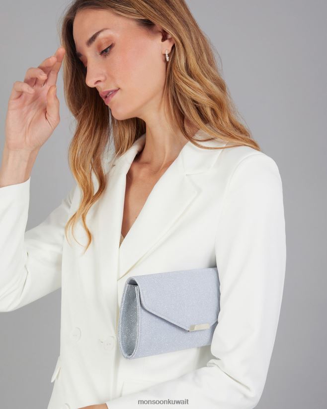 Monsoon accessorize - حقيبة يد لامعة للمناسبات ملحق فضة Monsoon نحيف N4BV8X1306