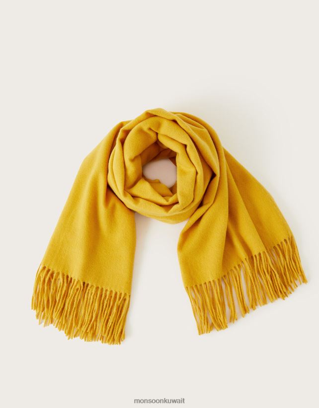 Monsoon accessorize - وشاح متوسط ​​الوزن ملحق أصفر Monsoon نحيف N4BV8X1330