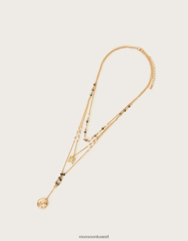 Monsoon accessorize - قلادة الطبقات سحر الماس ملحق موضة Monsoon نحيف N4BV8X1364