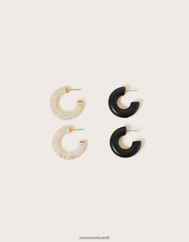 مجموعة أقراط دائرية من الراتنج ملحق أنيق Monsoon نحيف N4BV8X1370 - Monsoon kuwait avenues