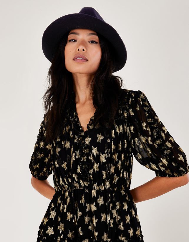 Monsoon Kuwait - قبعة فيدورا مزينة بسلسلة ملحق حار Monsoon نحيف N4BV8X1386