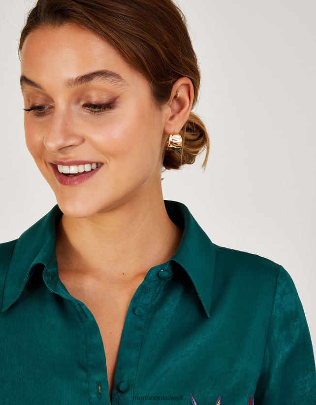 Monsoon محل - أقراط دائرية صغيرة مكتنزة ملحق ذهب Monsoon نحيف N4BV8X1392