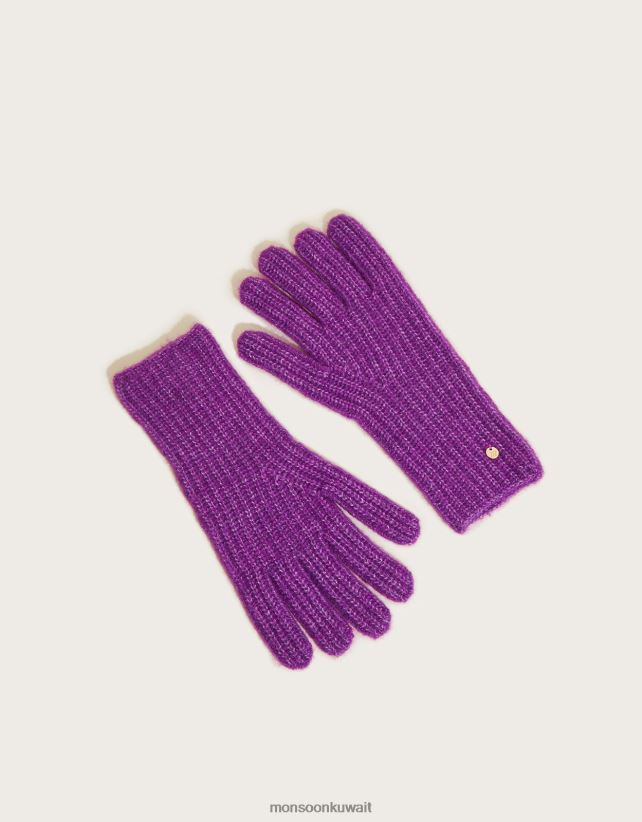 Monsoon Kuwait - قفازات متماسكة فائقة النعومة من البوليستر المعاد تدويره ملحق أرجواني Monsoon نحيف N4BV8X1404