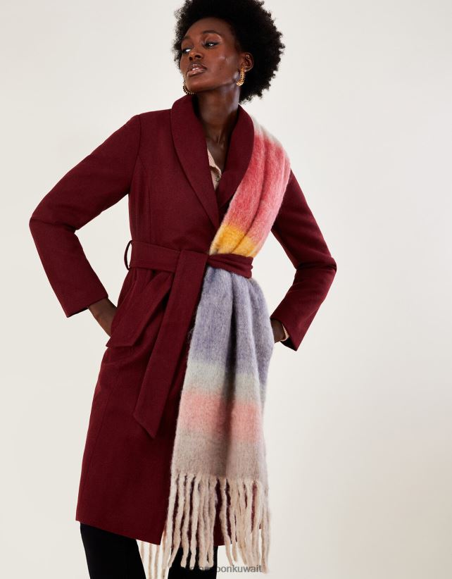 Monsoon معنى - وشاح مخطط بشرابة من البوليستر المعاد تدويره ملحق رشيقة Monsoon نحيف N4BV8X1405