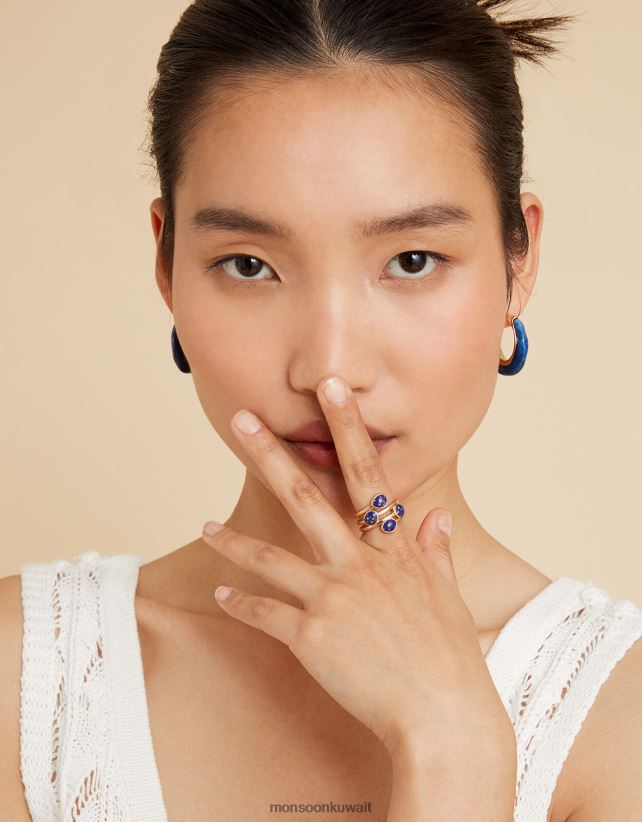 خاتم حجر مكتنزة ملحق ذهب Monsoon نحيف N4BV8X1427 - Monsoon kuwait online shopping