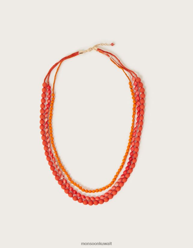 Monsoon accessorize - قلادة الطبقات حبة النسيج ملحق رشيقة Monsoon نحيف N4BV8X1456