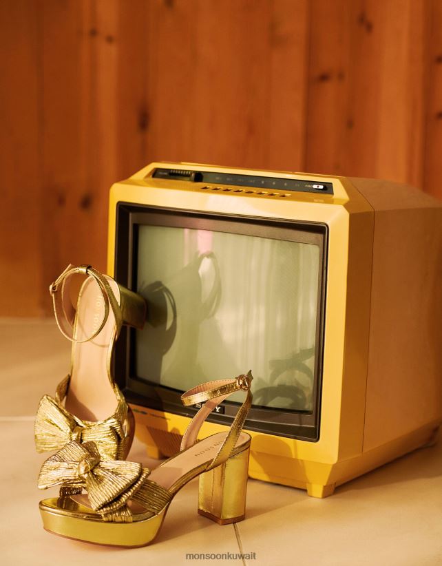 Monsoon accessorize - كعب بلاتفورم بفيونكة معدنية أحذية ذهب Monsoon نحيف N4BV8X1461