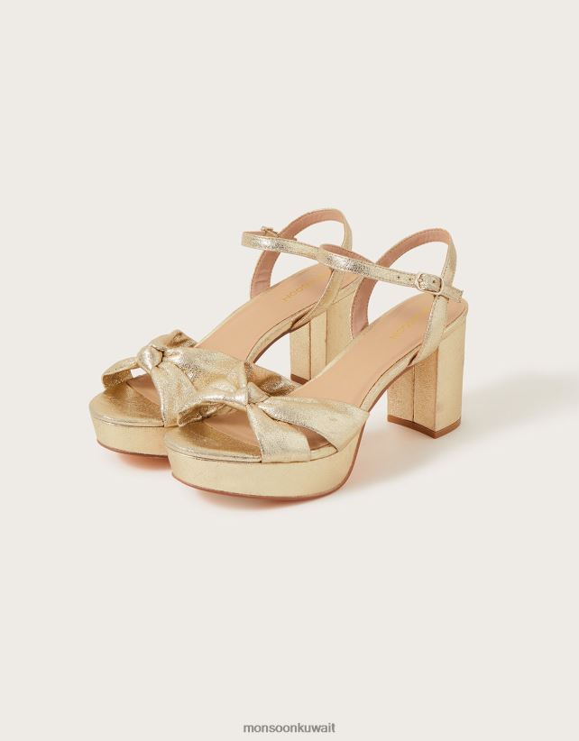 Monsoon محل - كعب منصة عقدة معدنية ملتوية أحذية ذهب Monsoon نحيف N4BV8X1462