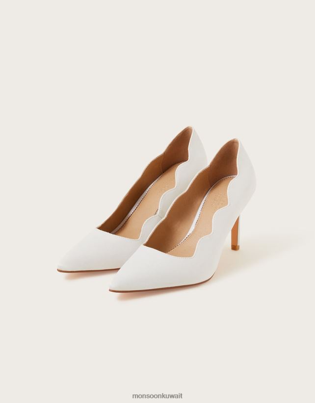 Monsoon accessorize - حذاء زفاف من الساتان على شكل صدفة باللون العاجي أحذية عاج Monsoon نحيف N4BV8X1463