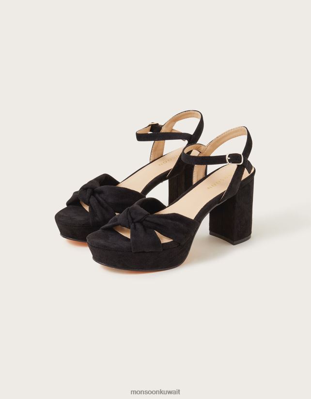 Monsoon محل - صنادل منصة من جلد الغزال بعقدة ملتوية أحذية أسود Monsoon نحيف N4BV8X1483