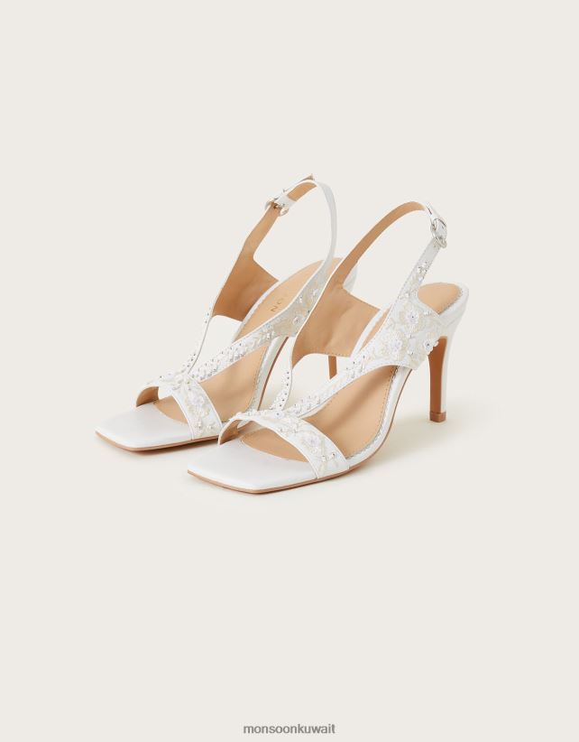 صنادل زفاف مطرزة بمقدمة مربعة أحذية عاج Monsoon نحيف N4BV8X1490 - Monsoon kuwait avenues